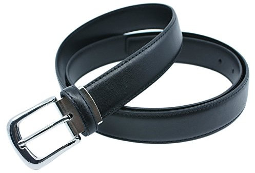 YEHMAN Klassischer 3 cm breiter Gürtel aus Rindspaltleder, verstellbar, silberfarbene Dornschließe 120 cm, Schwarz , 120 cm