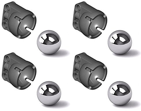 Lego Technic Neu 4 Stahl-Kugelgelenke + 4 Lenkverbindungssockel (Gelenkkugel) - Set 92911 99948 - Robuste Verbindungselemente für präzise Lenkung und stabile Konstruktionen