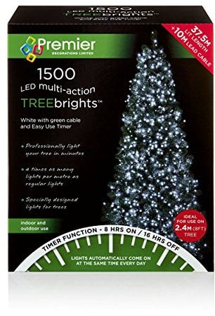 Premier Decorations - 1500 Multi Action TreeBrights LED Lights with Timer - White, JNS_447238