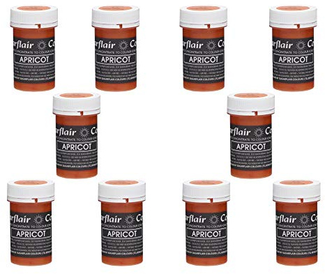 Sugarflair Apricot Pastel Food Colouring Paste, Highly Concentrated for Use with Sugar Pastes, Buttercream, Royal Icing or Cake Mix, Subtle Colour Dye - 25g (Pack of 10)