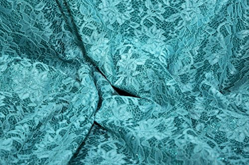 1 Meter | türkis blau – mit Glitzer Spitze Stoff * * FREE UK Post * * Shimmer Sommertage Spitze Material für Braut Kleid Hochzeit Material mit Schleier Schneidern 148 cm Breite