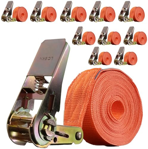 TRUTZHOLM 10 Stück Spanngurte mit Ratsche Zurrgurt 6m 1000kg 1-TLG zur Ladungssicherung | wetterfest und robust