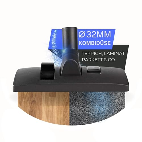 Maxorado Kombidüse Staubsauger 32mm Staubsaugerdüse kompatibel mit Ersatzteil für AEG Electrolux Kärcher DN32 Privileg Nilfisk Numatic Dirt Devil Philips Fam 6.906-211.0 FAK302 Bodendüse Bürste
