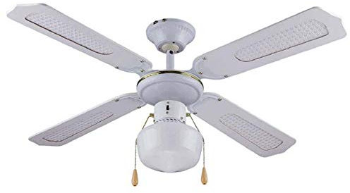 Ventilatore da soffitto 4 pale in legno 1 luce 105cm bianco DA54012