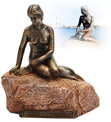 ZHHID Architekturmodell, Skulptur/Statue Wohnkultur, Kleine Skulptur, Wahrzeichen GebäUdemodell, Bronzestatue Einer Meerjungfrau, Touristische Souvenirs, Polyresin