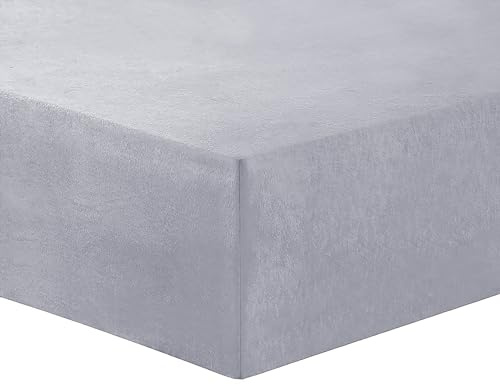 VISION - Drap Housse Flanelle Gris - 200 x 200 cm avec Bonnet Large de 30cm pour lit 2 Personnes Kingsize - 100% Coton Flanelle : Doux et Chaud - Oekotex