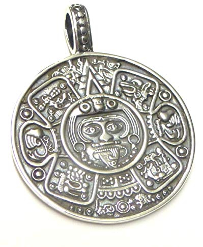 Anhänger Silber, Motivanhänger Maya Kalender , aus Sterlingsilber massiv gearbeitet, Schutzsymbol, Schmuck Unisex