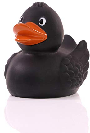 Schnabels Badeente Wings - Geschenk für Geburt Geburtstag Namenstag Kinder Baby Freund-in Mädchen Junge - lustig originell Glücksbringer - Spielzeug Quietsche-Ente Deko Badewanne (Schwarz)