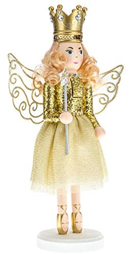 LeCoCo 14 Fairy Princess Ballerina Wood Nutcracker, Holiday Ballet Collection (Gold)