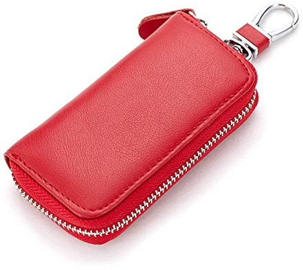 Portachiavi in pelle per auto, Portafoglio portachiavi auto Custodia in Pelle con Cerniera per Auto Portachiavi Portamonete Astucci Chiavi Auto per Donna Uomo con 6 ganci e 1 portachiavi