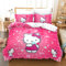 NICHIYOBI Hello Kitty Bettbezug Bettwäsche Set - Bettbezug und Kissenbezug,Mikrofaser,3D Digital Print dreiteiliger Bettwäsche (12,Single 135 * 200cm+80 * 80cm)