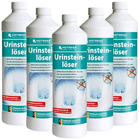 HOTREGA Urinsteinlöser Konzentrat | Urinsteinentferner | WC Entkalker | Urinlöser | Urinentferner (5x 1 Liter)