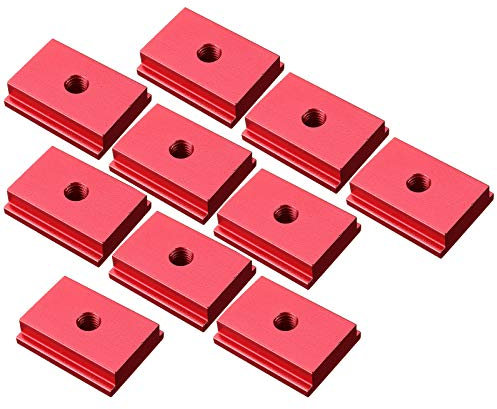 Betos Red Aluminum Alloy Miter Track Nut T-Track Sliding Nut M6/M8 T Slot Nut for T-Slot T-Track Miter Track Jig Fixture Slot 30x12.8mm for Table Saw Router Table Woodworking Tool - M8 10pcs