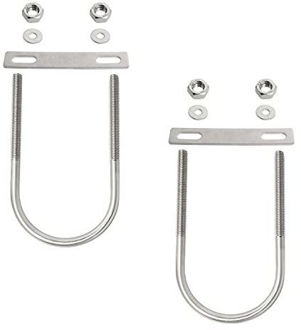 Aopin Round U-Bolt 1.97(50mm) Inner Width U Bolts Brackets 304 Stainless Steel M6 with Nut, Plate, Washer for Car/RV/Trailer Bumper,2 Sets