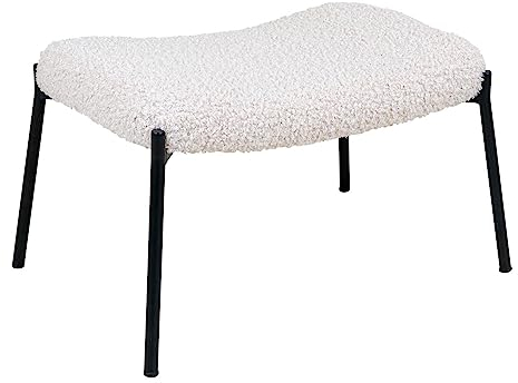 House Nordic Fußhocker Glasgow Weiß Lammfell Optik Sitzhocker Hocker Fellimitat