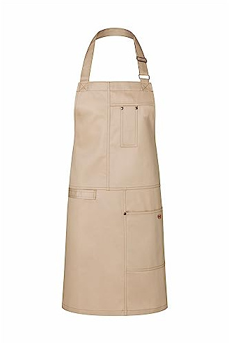 Karlowsky LS 29 PASSION Latzschürze URBAN CASUAL-STYLE mit Bändern, 100% Baumwolle, Einheitsgröße, 80cm Länge, 68cm Breite, Beige