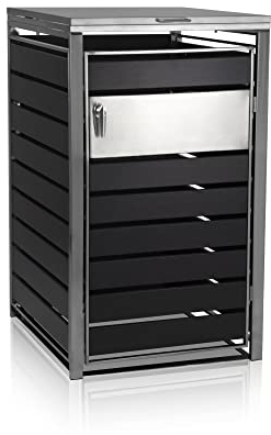 Zelsius Mülltonnenbox 1 Tonne | (B) 68 x (T) 80 x (H) 116,5 cm | Tür in Holzoptik, Anthrazit | inkl. Erweiterungsmöglichkeit | Mülltonnenverkleidung, Mülltonnenbox 1er, Müllbox, Müllhaus