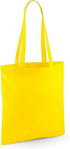 Wonky Line Premium Cotton Tote Bag, Eco-Friendly Shopping Bag, 100% Cotton Canvas, Reusable Grocery Cloth Bag, Extra Strong Long Handle Double Stitched Ideal for Printing (Yellow)