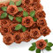 Mocoosy 50Pcs Artificial Rose Flowers, Real Touch Foam Fake Rose Bulk with Stem for Wedding Bouquets Centerpieces Bridal Shower Party Home DIY Artificial Flower Arrangement Decoration (Burnt Orange)