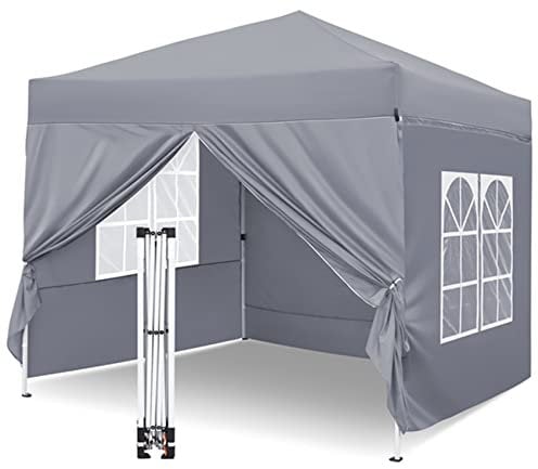 Ej.Victor Pop Up Gazebo - 2.5 x 2.5, Garden Gazebo with 4 Sandbags, 8 Stakes, 4 Ropes and Carrybag for Party, Camping, Farmer Markets - Grey