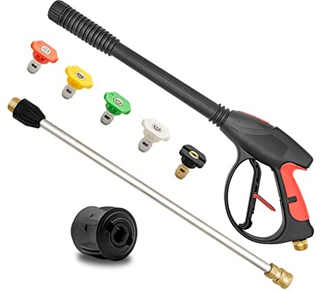 Fai Top 4000PSI Pressure Washer Long Gun,with Replacement Wand Extension, 5 Nozzle Tips, M22 14MM & Quick Connector for Car Washer Cleaning Tool
