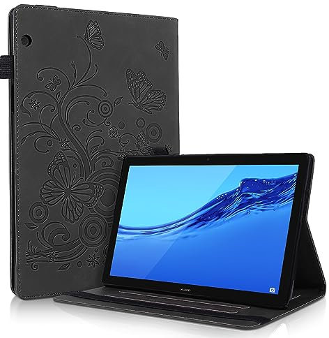 Aswant Custodia per Huawei MediaPad T5 10, PU Cover Sottile Smart Cover Con Funzione Stand/Portafoglio Custodia Huawei MediaPad T5 10,1 pollici (Nero)