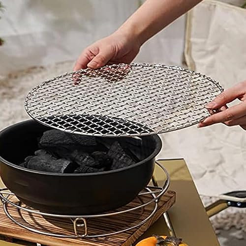 DAZZLEEX Rejilla de parrilla de barbacoa de acero inoxidable de 27 cm y 25 cm, red redonda para barbacoa, 25 cm de diámetro