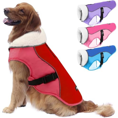 EMUST Hundemantel, Winddichte Hundebekleidung für kaltes Wetter, Reflektierende Wintermäntel für Hunde, Warme Welpenjacke für Kalten Winter, Neu Orange S