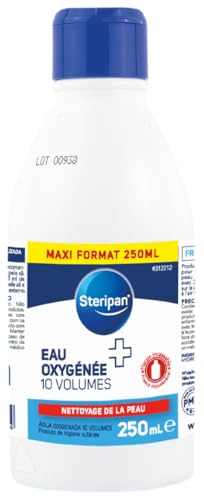 Steripan - Eau Oxygénée 10 Volumes - Nettoyage de la Peau - Flacon Incassable - Maxi Format 250ml