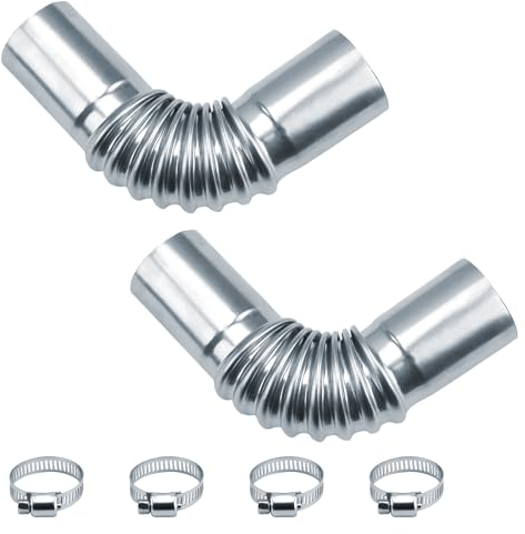 2 Stück Edelstahl Abgasrohr Winkelverbinder, ZIJANG 25mm Standheizung Abgasrohr Rohrverbinder, Standheizung Auspuff mit 4 Edelstahlklammern, Auspuff Reparaturset für Stromerzeuger