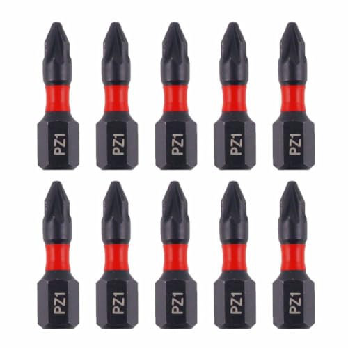 10x Bull Bits 25mm PZ1 Impact Screwdriver Bits Set – Pozi Pozidriv, Shock Zone, S2 Steel, Torsion Zone