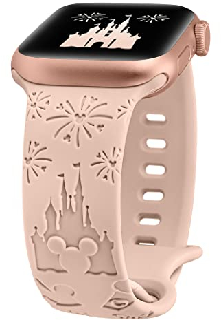 BEEXI Cartoon Gravierte Armband Kompatibel mit Apple Watch Armband 41mm 40mm 42mm 38mm Damen Herren, Silikon Cute Design Sport Armbänder für iWatch Serie 10/9/8/7/6/5/4/3/2/1/SE, Rosa