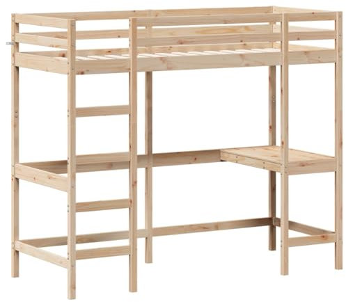 vidaXL Letto Soppalco con Scrivania 80x200 cm Legno Massello Pino