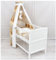 Generisch Baby Delux Babybett Komplett Set 9-TLG Kinderbett umbaubar zum Juniorbett 70x140 Matratze Jack Bettset Vollstoffhimmel (Mond Patchwork beige)