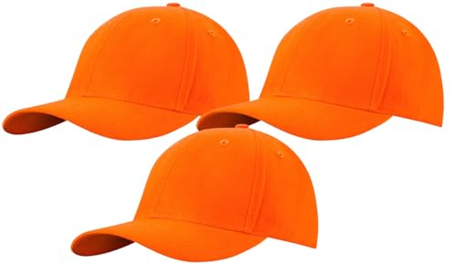 MFAZ Morefaz Ltd Set 3X Herren Baseballkappe Cap Verstellbarer Riemen Baseball Mütze (DE/NL/SE/PL, Alphanumerisch, M, XL, Orange)