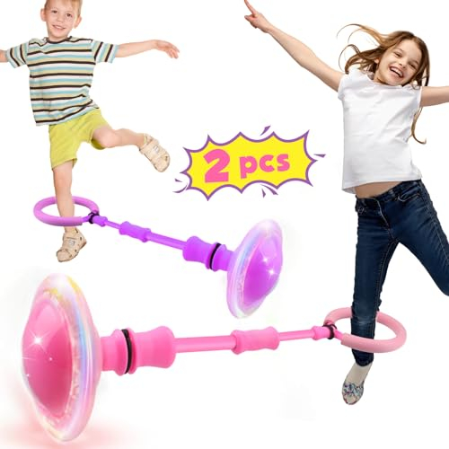 Britik Ankle Skip Ball for 3-8 Year Old Kids: 2 Pcs Sports Fitness Toy for Boys Girls - Outdoor Fun Play Games Swing Ball Presents for 3 4 5 6 7 8 9 10 Year Olds