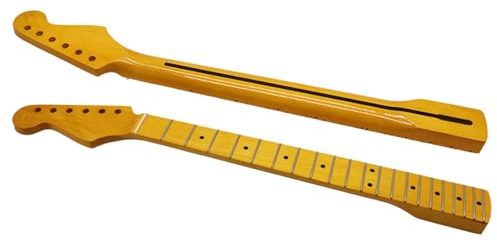 LVYUDS 6 Cordes Gaucher Manche de Guitare, 2.2 Inch Largeur Jaune Brillant érable Manche de Guitare, pour ST Manche de Guitare électrique Rechange(21 items)