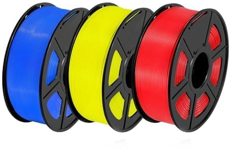 SUNLU PLA 3D Printer Filament 1.75mm, 3kg in Total, 1kg per Spool, 3 Packs, Blue,Yellow,Red
