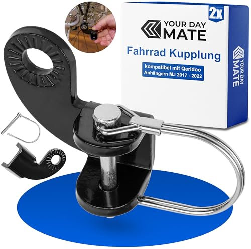 Fahrradanhänger Kupplung mit Sicherheitssplint – 2 Sets, kompatibel mit Qeridoo KUFA-20 Flex-Bar-Deichsel, aus Metall, in Schwarz