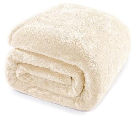 Whale Flotilla Coperta Morbida in Pile, Calda Coperta per Divano, Letto, Soffice e Accogliente, 150 x 200 cm, Beige