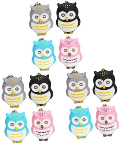 WRITWAA 12 Stk Eule Schlüsselanhänger Mini- Schlüsselanhänger LED-Spielzeug Leuchtendes Spielzeug Eule Spielzeug auto schlüsselanhänger car decoration autodeko Eulendekoration