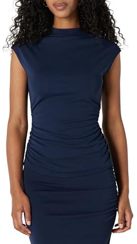 Amazon Essentials Women's Slim-Fit Extended-Sleeve Ruched Matte Jersey Top (Skirt Sold Separately), Navy, XXL