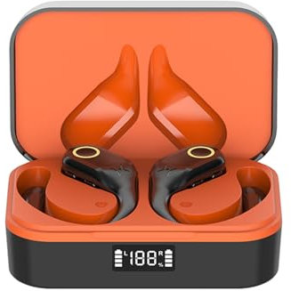 Hanzete BT 5.4 Ear-Hook Headphones Noise-Cancelling True Wireless Earbuds with Microphone Wireless Earphones with Charging Case Battery Power Display 48-Hour Playtime