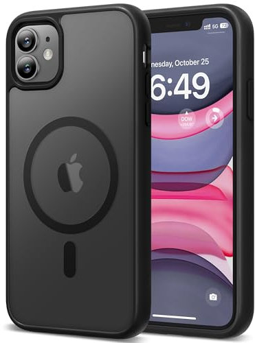HOOMIL Magnetische Hülle für iPhone 11, Kompatibel mit MagSafe, Militärschutz, Stoßfest Kratzfeste Transluzente Matt Rückseite Schutzhülle - Schwarz