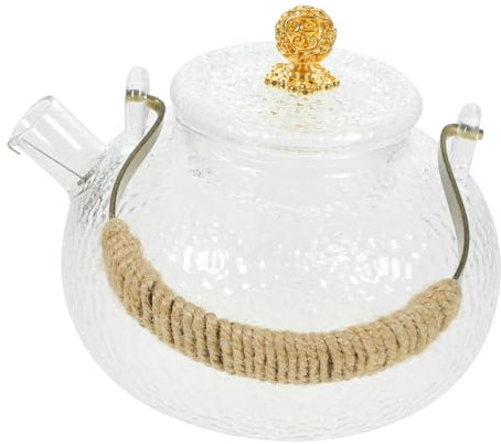 GREENADSCAPE Glass Tea Kettle Comfortable Handle High-Temperature Resistant Borosilicate Pot for Brewing Tea and Oatmeal Elegant Design Spout for Easy Filling