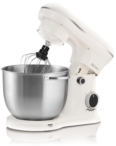 ZEEGMA PLANEET TRIO Robot Pâtissier 1500 W Robot de Cuisine Multifonctionnel avec 3 Bols de 4 l, 4,5 l et 5,2 l, 10 Vitesses Mixeur avec Crochet, Agitateur, Fouet, Couvercle Doseur