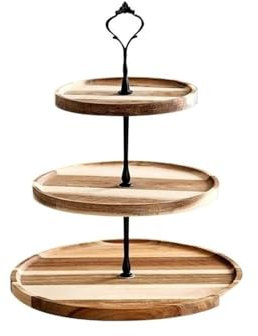 SDA287MZ Supporto per Torte Alzata for Cupcake in Legno Grande Alzata for Torta a 3 Livelli Vassoio da Portata Espositori for Dessert rustici for Matrimoni, Compleanni, Tea Party, Cucina Porta Dolci