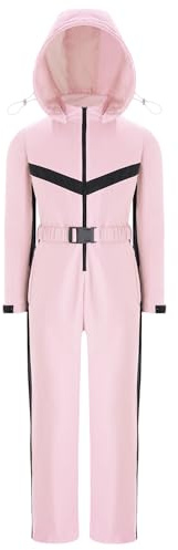 CHICTRY Ski Overall Winter Kinder Mädchen Junge Winddicht Schnee Snowboard Jumpsuit Langarm Softshellanzug Gefüttert Winteranzug Einteiler Mit Kapuze Verdickt Rosa 134-140