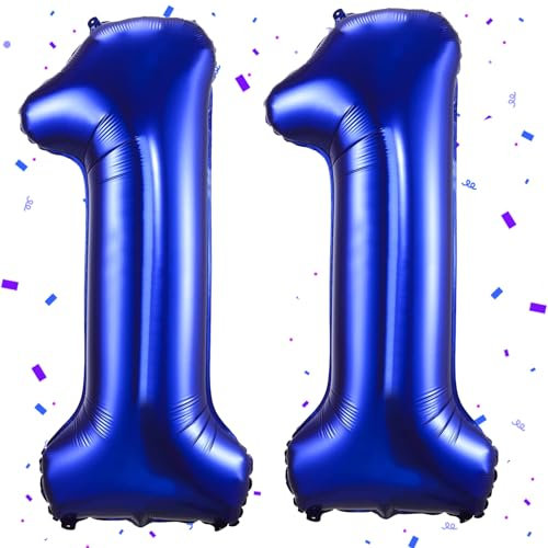 UDRKFOPK Dunkelblau Luftballon 11,Zahlen Luftballon Dunkelblau,40 Zoll Dunkelblau Folienballon 11,101cm Zahlenballon 11 Helium Ballon Luftballon 11 Geburtstag für Geburtstagsdeko Kinder Mädchen Junge