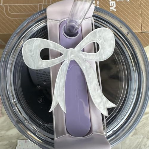 Bowknot Tumbler Name Plate for Stanley Cups, Acrylic Bow Tumbler Plate Toppers for 30& 40oz Tumbler,Name Tag Cup Name Plate for Stanley Cup,Tumbler Lid Topper for Tumbler Accessories (30oz white)